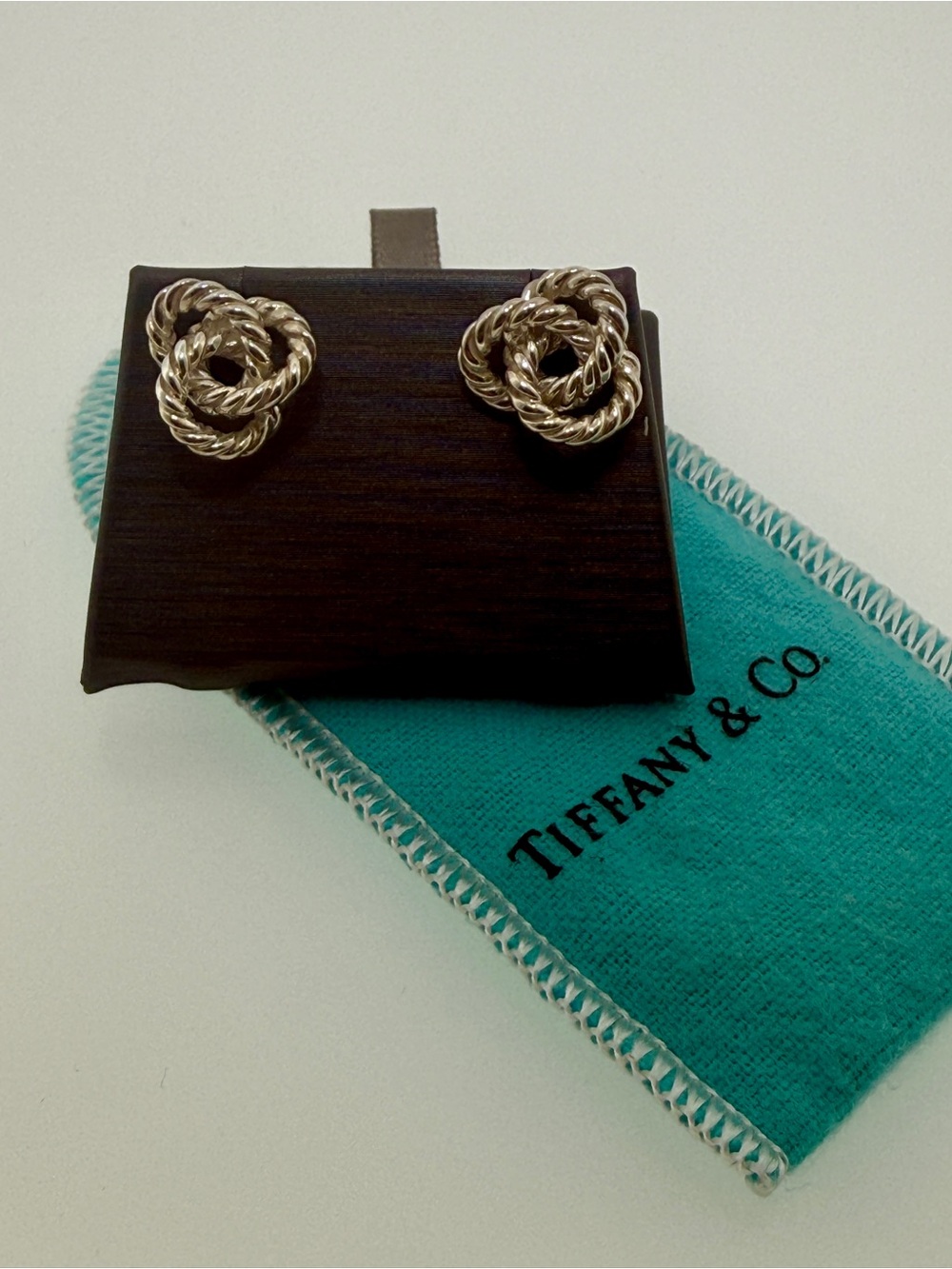 Tiffany & Co. Sterling Silver Twist Knot Stud Earrings 925 Vintage